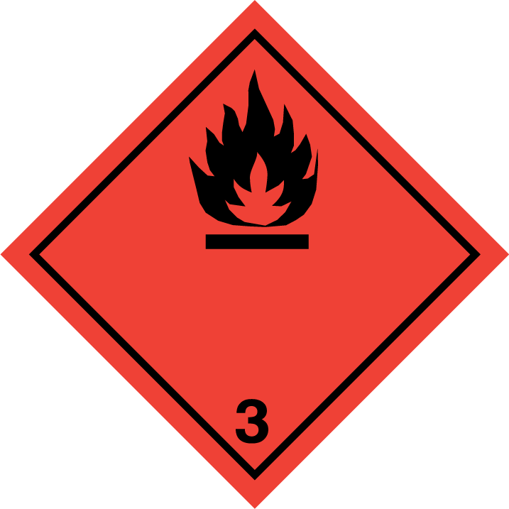 PICTOGRAMA CLASE 3 LIQUIDOS INFLAMABLES 50X50 MM R1000