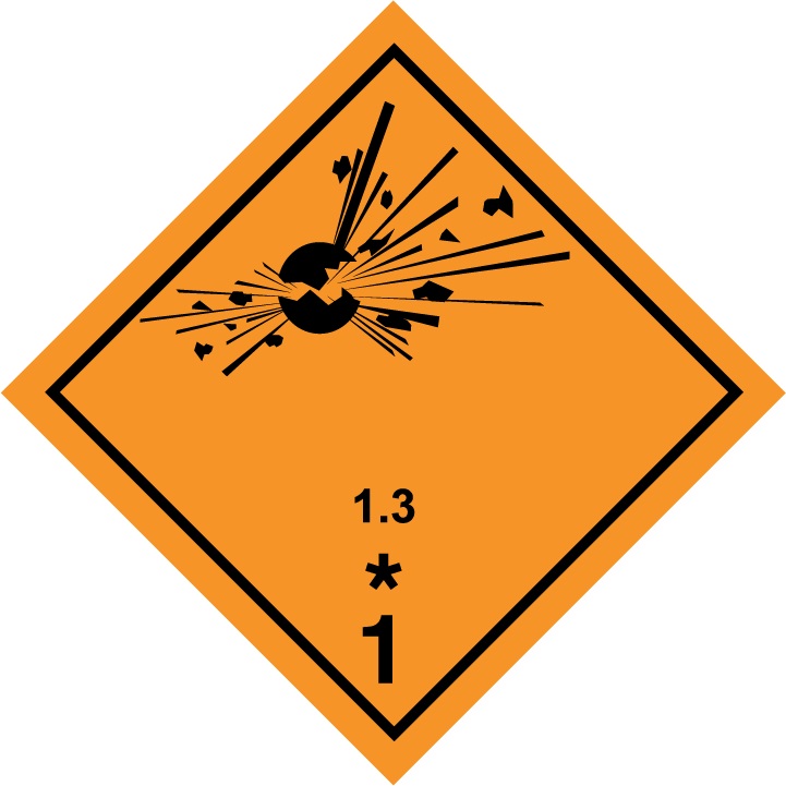 CLASE 1 MATERIAS Y OBJETOS EXPLOSIVOS 100x100mm