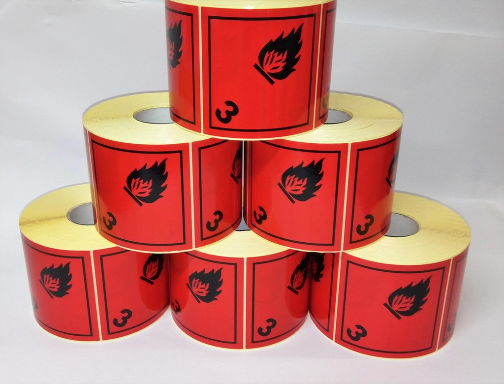 CLASE 3 LIQUIDOS INFLAMABLES 100X100 MM 