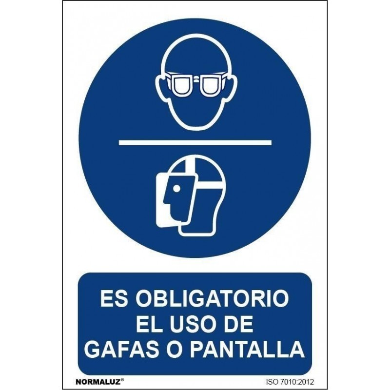 Señal Obligación Uso De Gafas O Pantalla pvc 300X400 MM 0,7mm