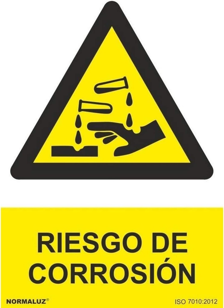 SEÑAL PELIGRO RIESGO DE CORROSION PVC 0,7 mm 300x400 mm