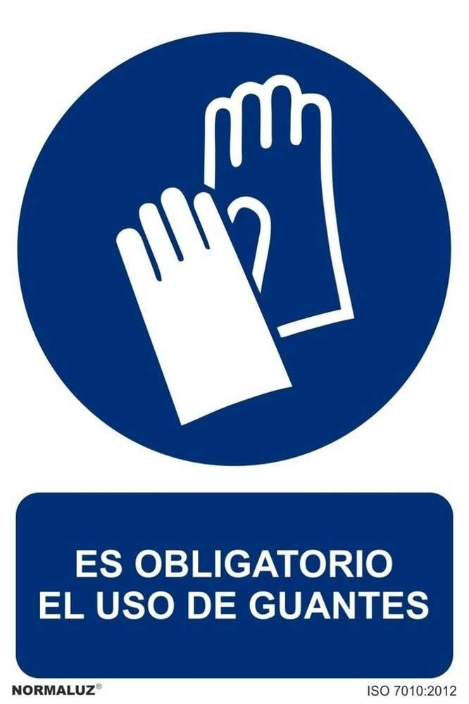SEÑAL ADHESIVA OBLIGATORIO USO DE GUANTES 100X150 mm