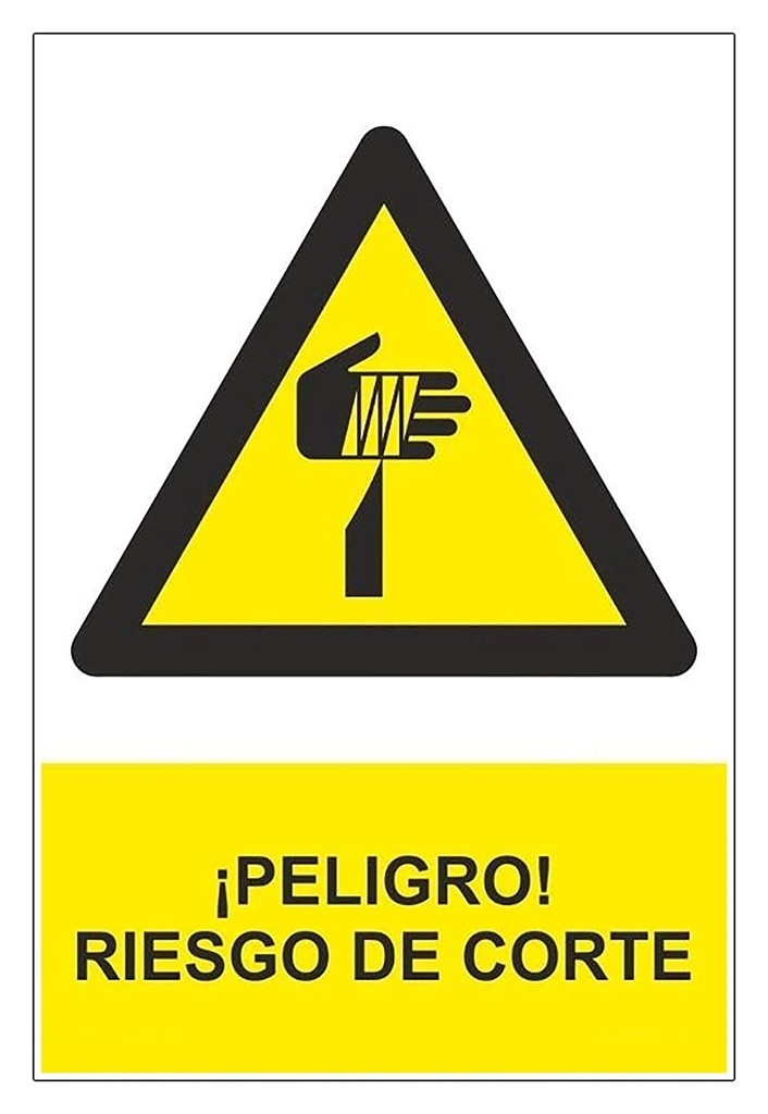 SEÑAL ADHESIVA PELIGRO DE CORTE 100x150mm