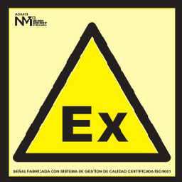 [FA0A450] SEÑALÉTICA CLASE A 210X210 MM  ATMOSFERAS EXPLOSIVAS PVC 1mm ATEX