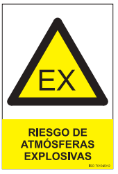 [RD30027] SEÑAL PELIGRO ATMOSFERAS EXPLOSIVAS ATEX PVC 0,7mm 210X300mm - TEXTO8422838035467