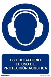 [RD26615] SEÑAL ADHESIVA OBLIGATORIO PROTECCION ACÚSTICA 100X150 MM