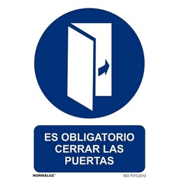 [RD26634] SEÑAL ADHESIVA OBLIGATORIO CERRAR LAS PUERTAS 100X150 mm